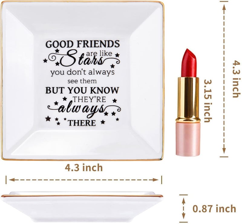 Kaidouma Friend Gifts for Women - Ceramic Ring Trinket Dish Jewelry Tray - Birthday for Her Best Friends Female - Friendship Gifts for Women Friends - Good Friends are Like Stars Gift - Image 5